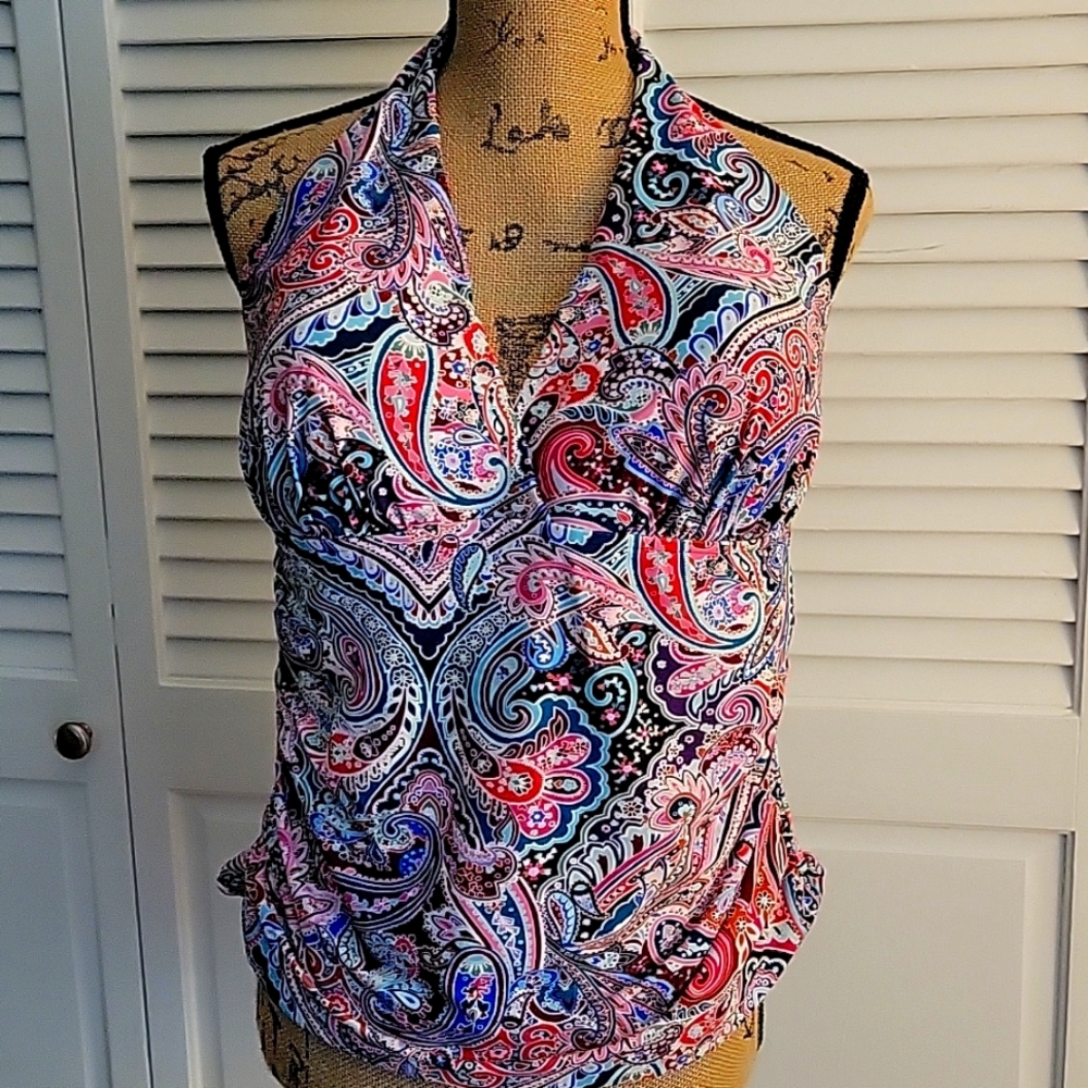 La Blanca - Paisley Tankini Halter Top - 16